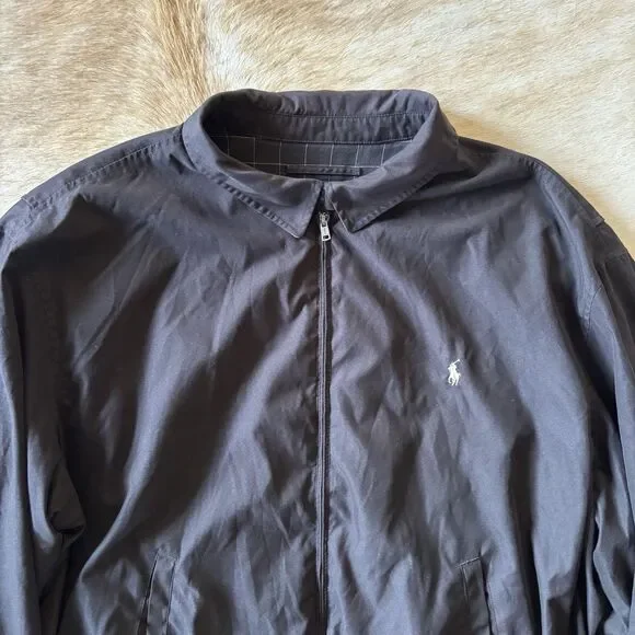 Vtg Polo Ralph Lauren Jacket Men 4XL Black Herrington Plaid Full Zip Golf Bomber - Picture 3 of 16